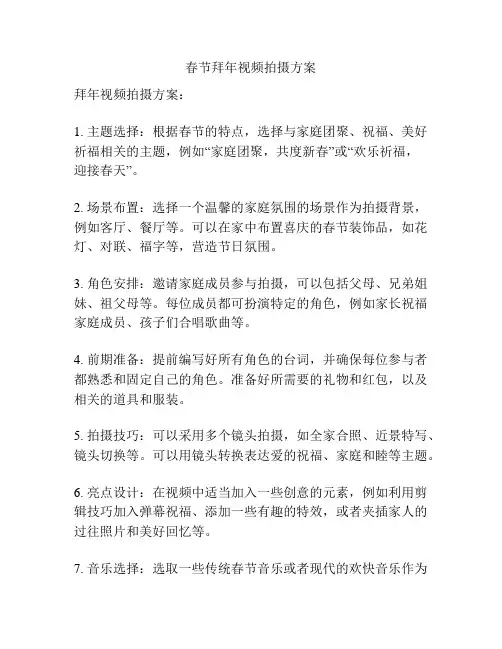 春节拜年视频拍摄方案