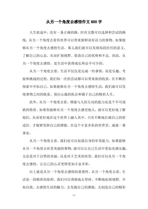 从另一个角度去感悟作文600字