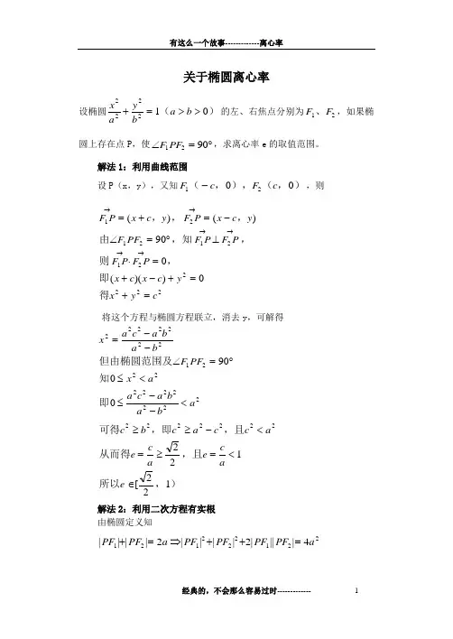 关于椭圆离心率求法