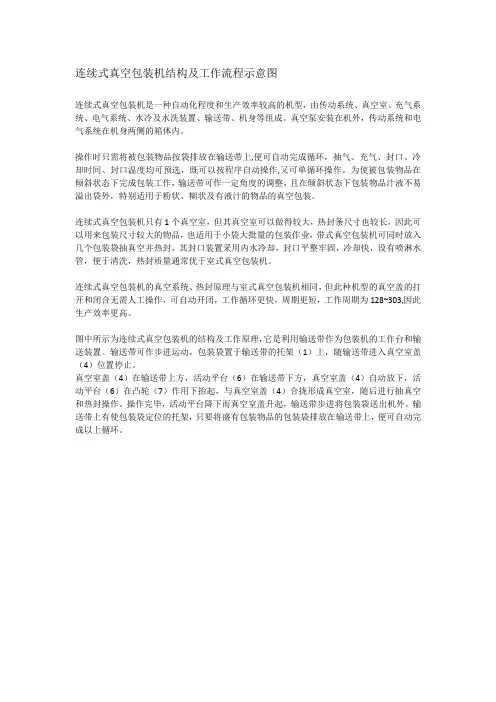 连续式真空包装机结构及工作流程示意图