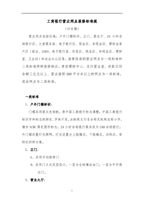 银行新网点装修标准规范标准