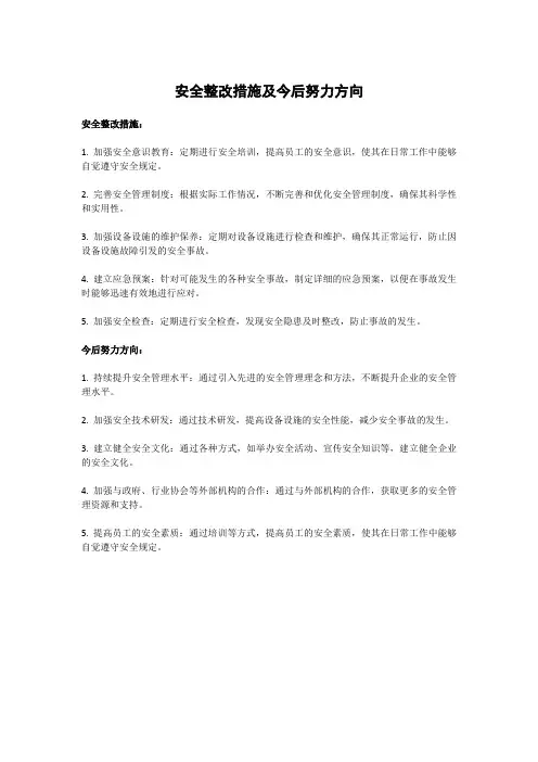 安全整改措施及今后努力方向