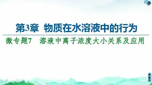 第3章 微专题7 溶液中离子浓度大小关系及应用 课件【新教材】鲁科版(2019)