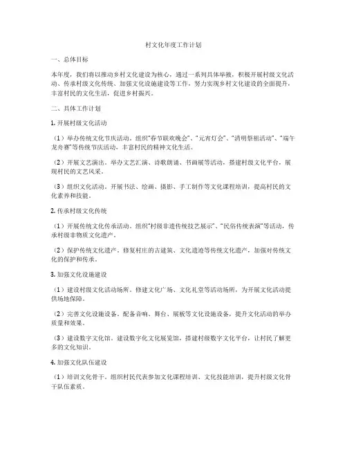 村文化年度工作计划