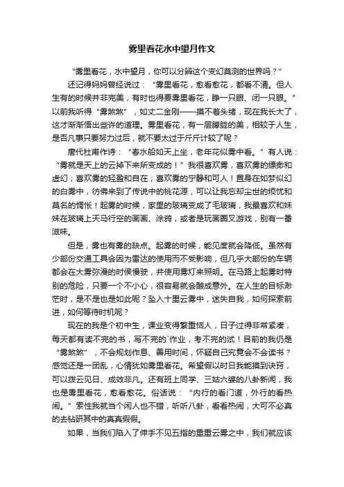 雾里看花水中望月作文