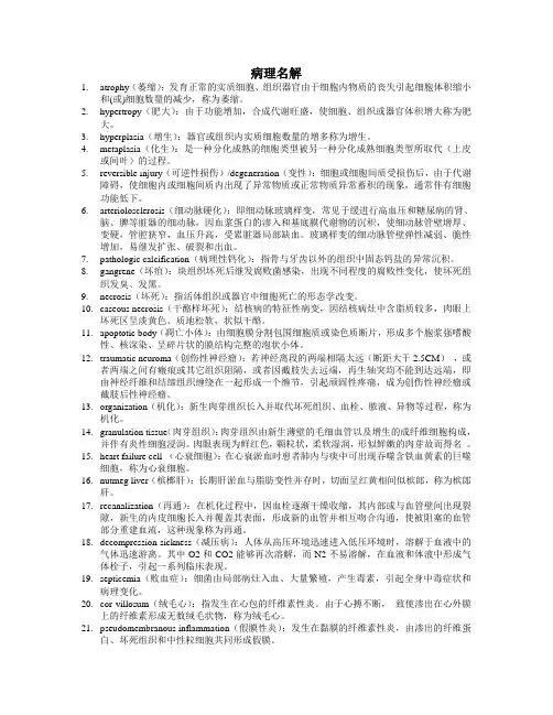 病理英文名词