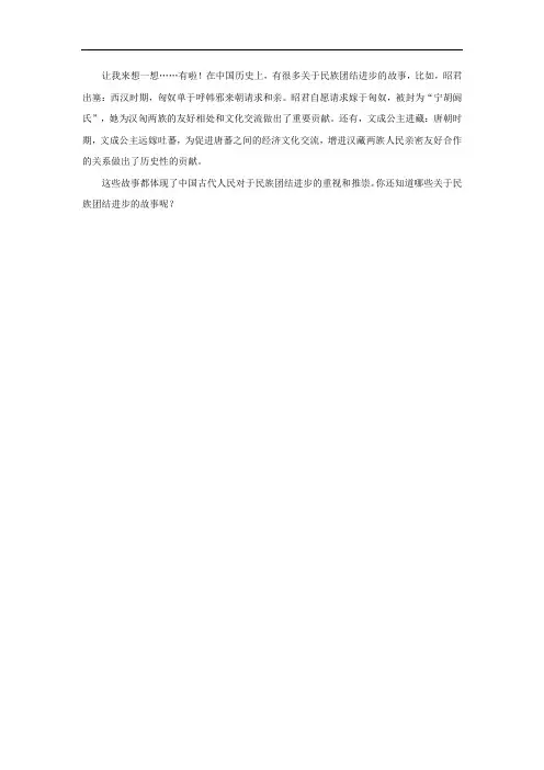 民族团结进步故事