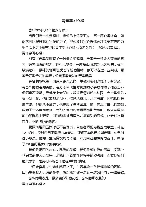 青年学习心得（精选5篇）