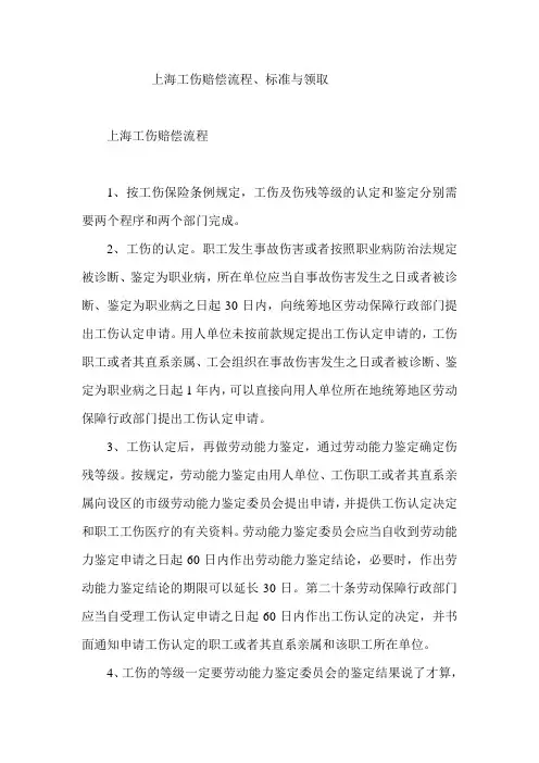 上海工伤赔偿流程、标准与领取