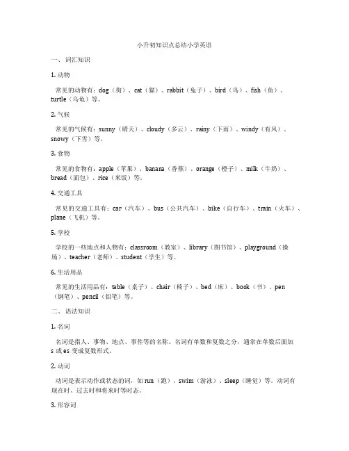 小升初知识点总结小学英语