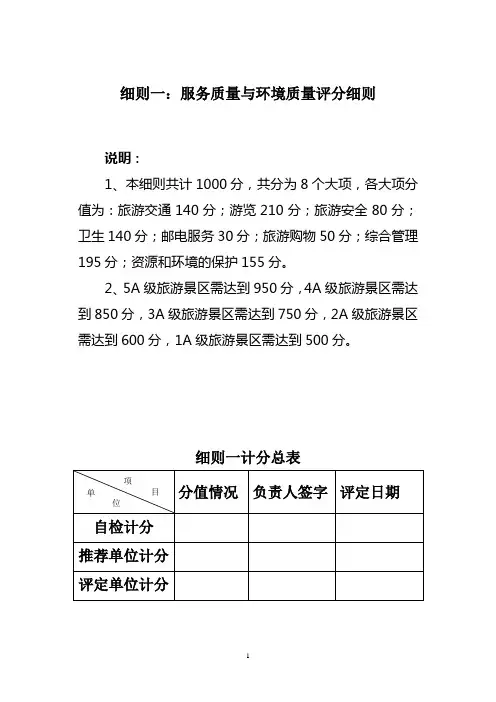 细则一：服务质量与环境质量评分细则.(DOC)