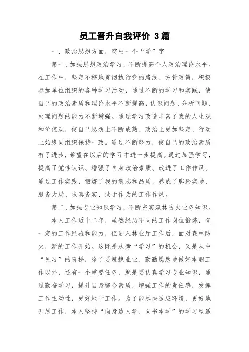 员工晋升自我评价 3篇