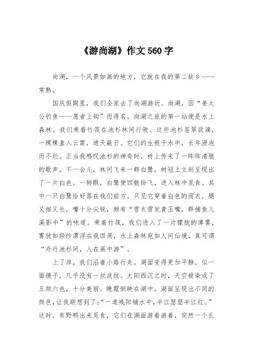 《游尚湖》作文560字