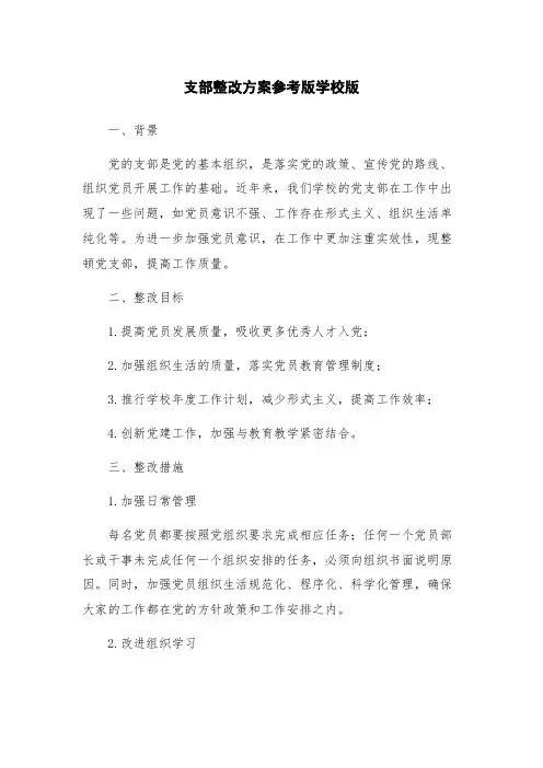支部整改方案参考版学校版