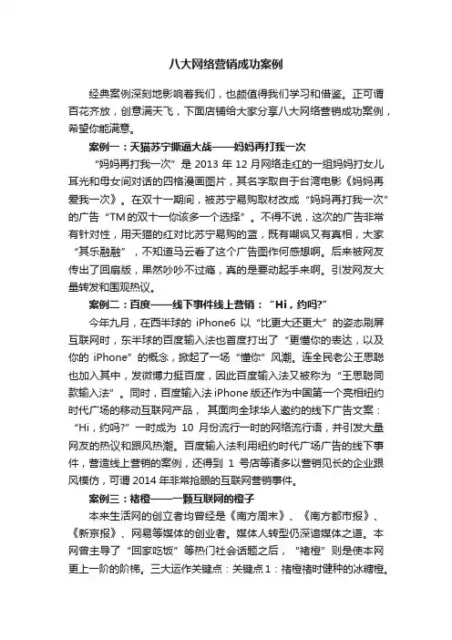 八大网络营销成功案例