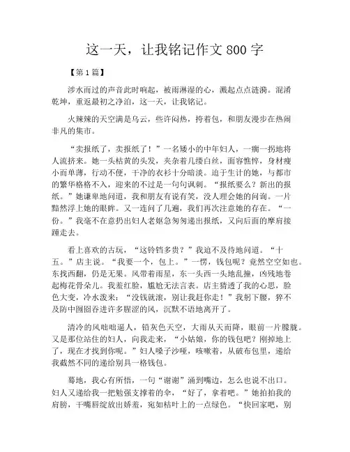 这一天,让我铭记作文800字