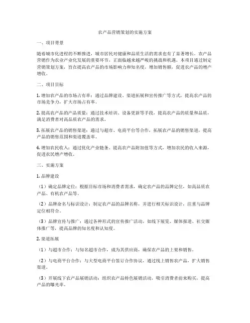 农产品营销策划的实施方案