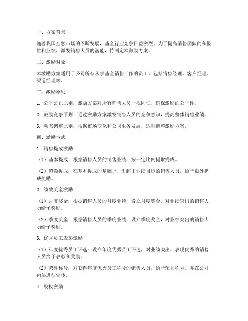 基金销售激励方案模板