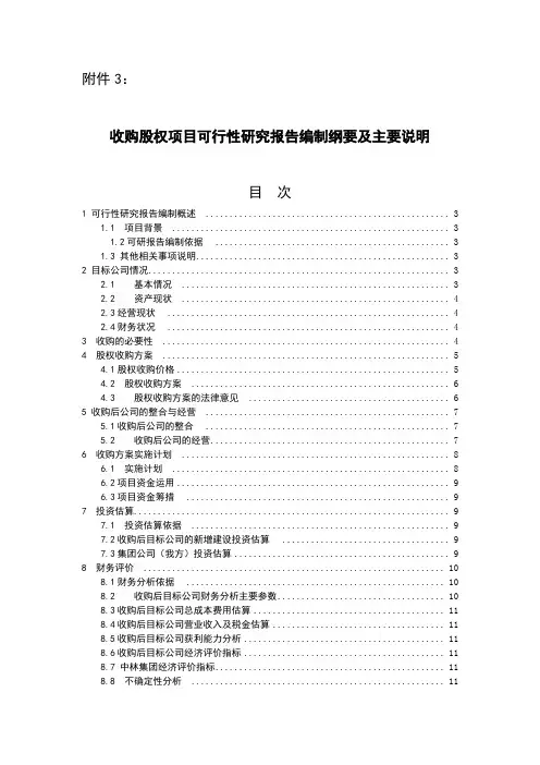并购股权类可行性研究报告