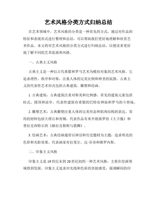 艺术风格分类方式归纳总结
