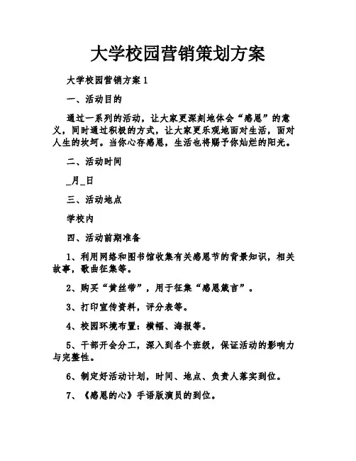 大学校园营销策划方案