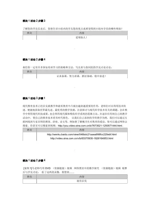 国培--中小学教育技术能力培训作业模块一