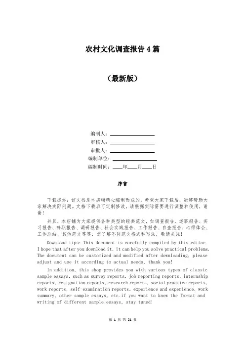 农村文化调查报告4篇