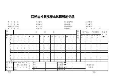 结构实体钢筋位置及保护层厚度检测记录