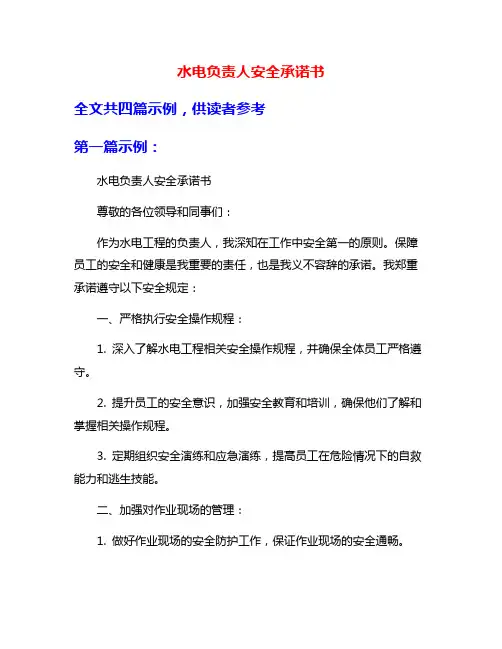 水电负责人安全承诺书