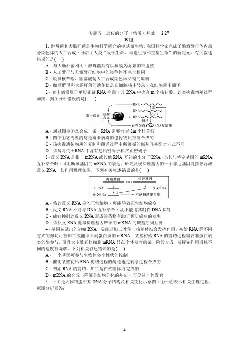 湖南省长郡中学2020届高三生物寒假作业四PDF部分含答案