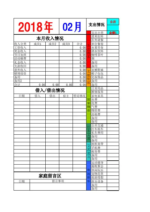 多功能家庭记帐本样本(1)