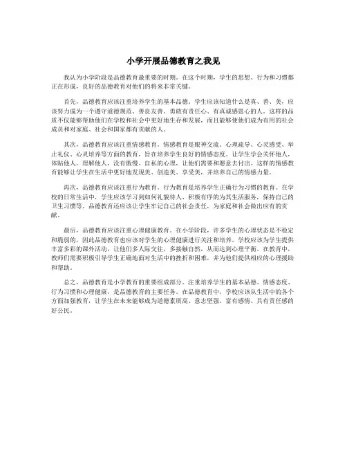 小学开展品德教育之我见