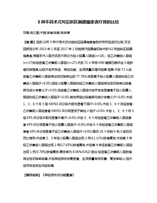 3种不同术式对岩斜区脑膜瘤患者疗效的比较
