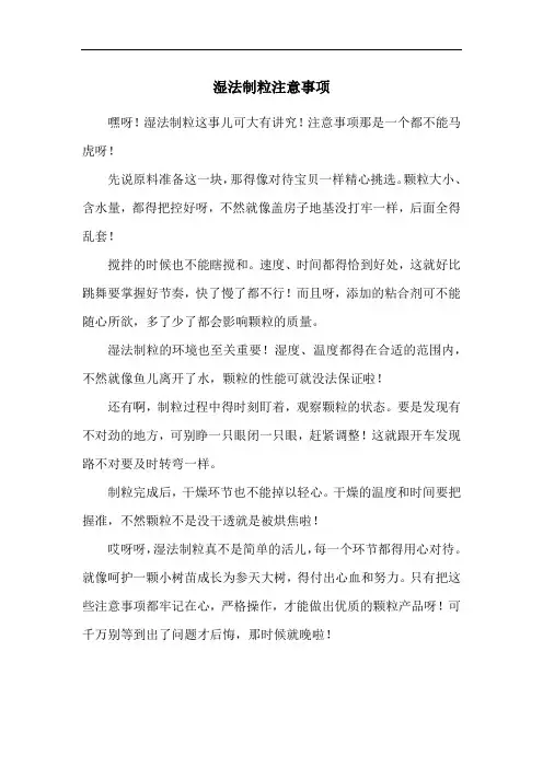 湿法制粒注意事项