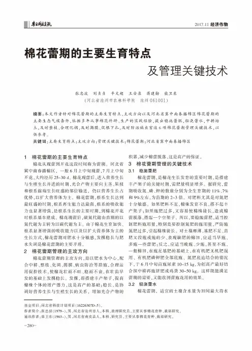 棉花蕾期的主要生育特点及管理关键技术