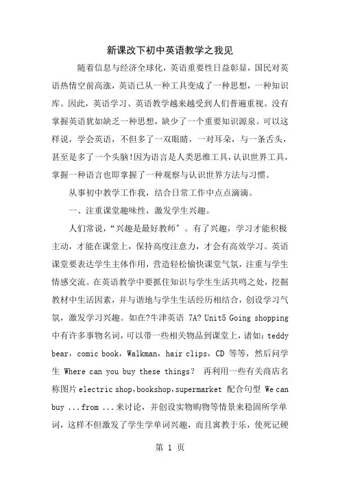 新课改下初中英语教学之我见