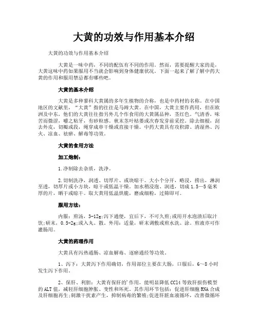 大黄的功效与作用基本介绍
