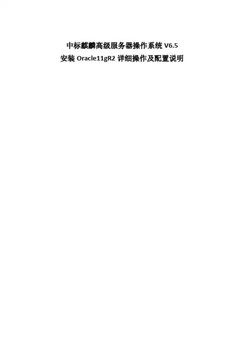 中标麒麟高级服务器操作系统V6.5安装Oracle11gR2操作文档