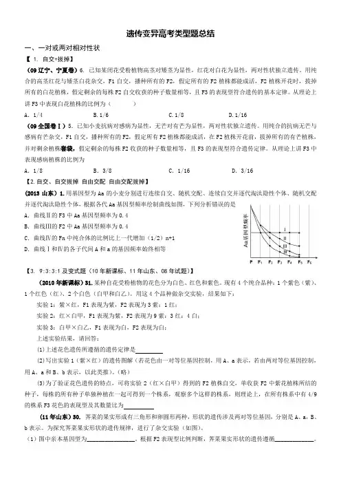 遗传变异高考类型题总结