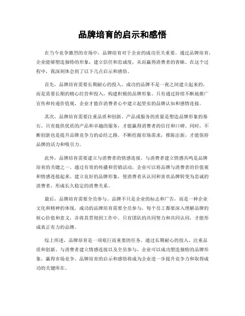 品牌培育的启示和感悟