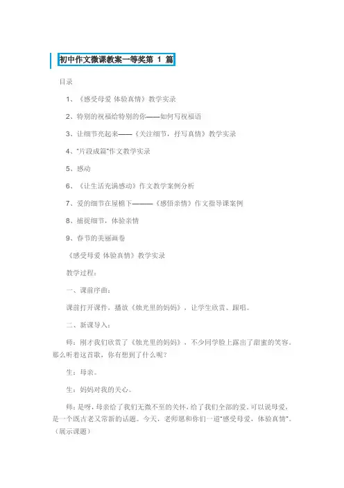 初中作文微课教案一等奖