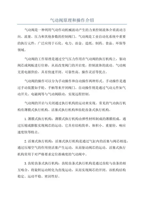 气动阀原理和操作介绍