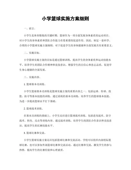 小学篮球实施方案细则