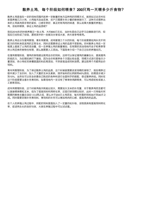 散养土鸡，每个阶段如何喂食？200只鸡一天喂多少斤食物？