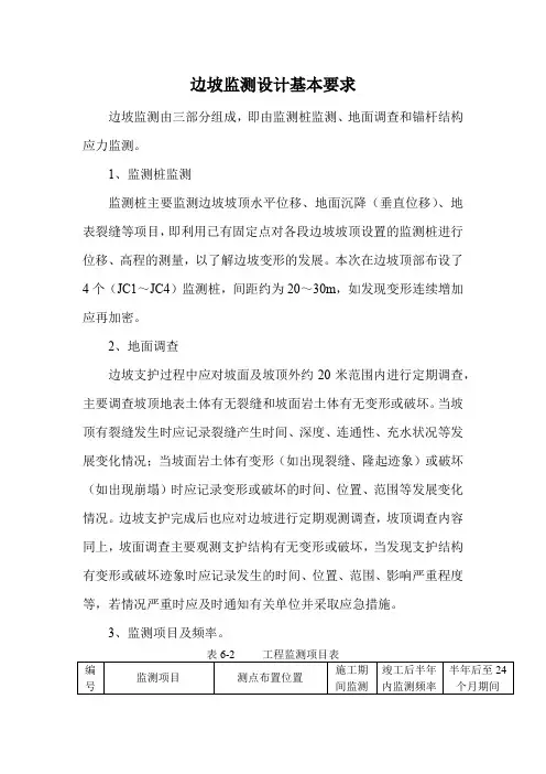 边坡监测设计基本要求