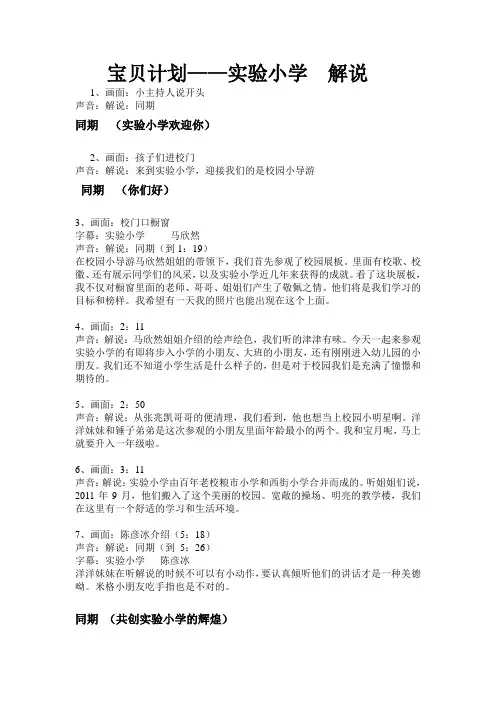 宝贝计划—实验小学 解说