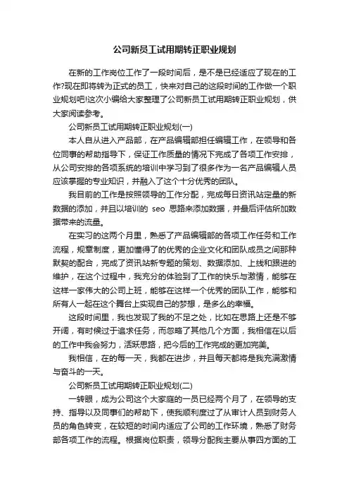公司新员工试用期转正职业规划