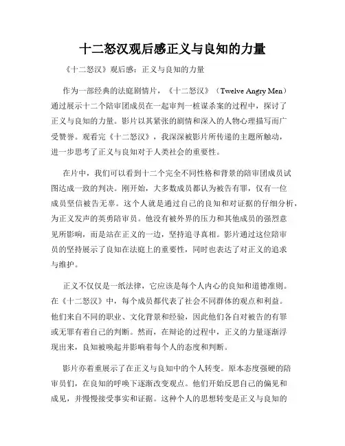 十二怒汉观后感正义与良知的力量