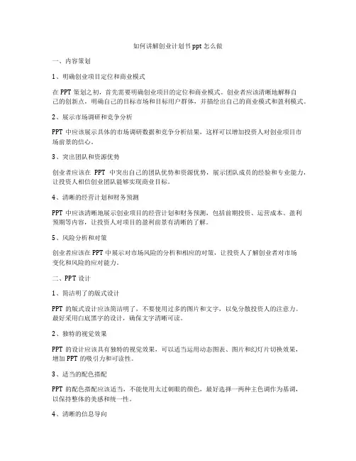 如何讲解创业计划书ppt怎么做