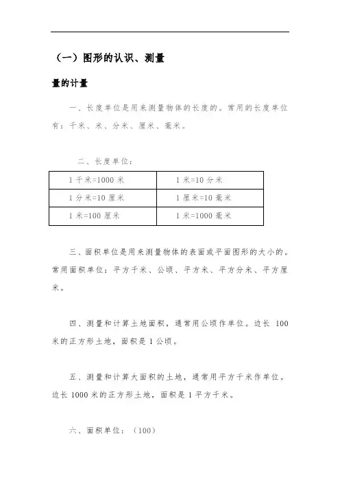 小学六年级数学中所有图形与几何的知识合集+练习题(有答案)